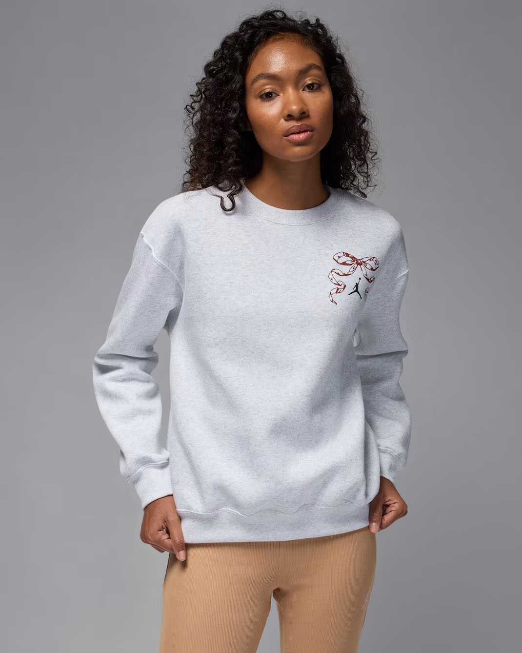 Jordan Brooklyn Fleece Womens Holiday Tree 2025 Sweatshirt Birch Heather 1