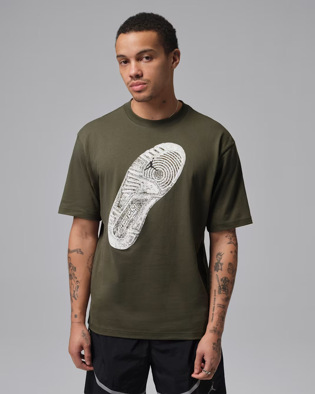 Jordan Brooklyn Hike Mike Mens Graphic T Shirt Cargo Khaki