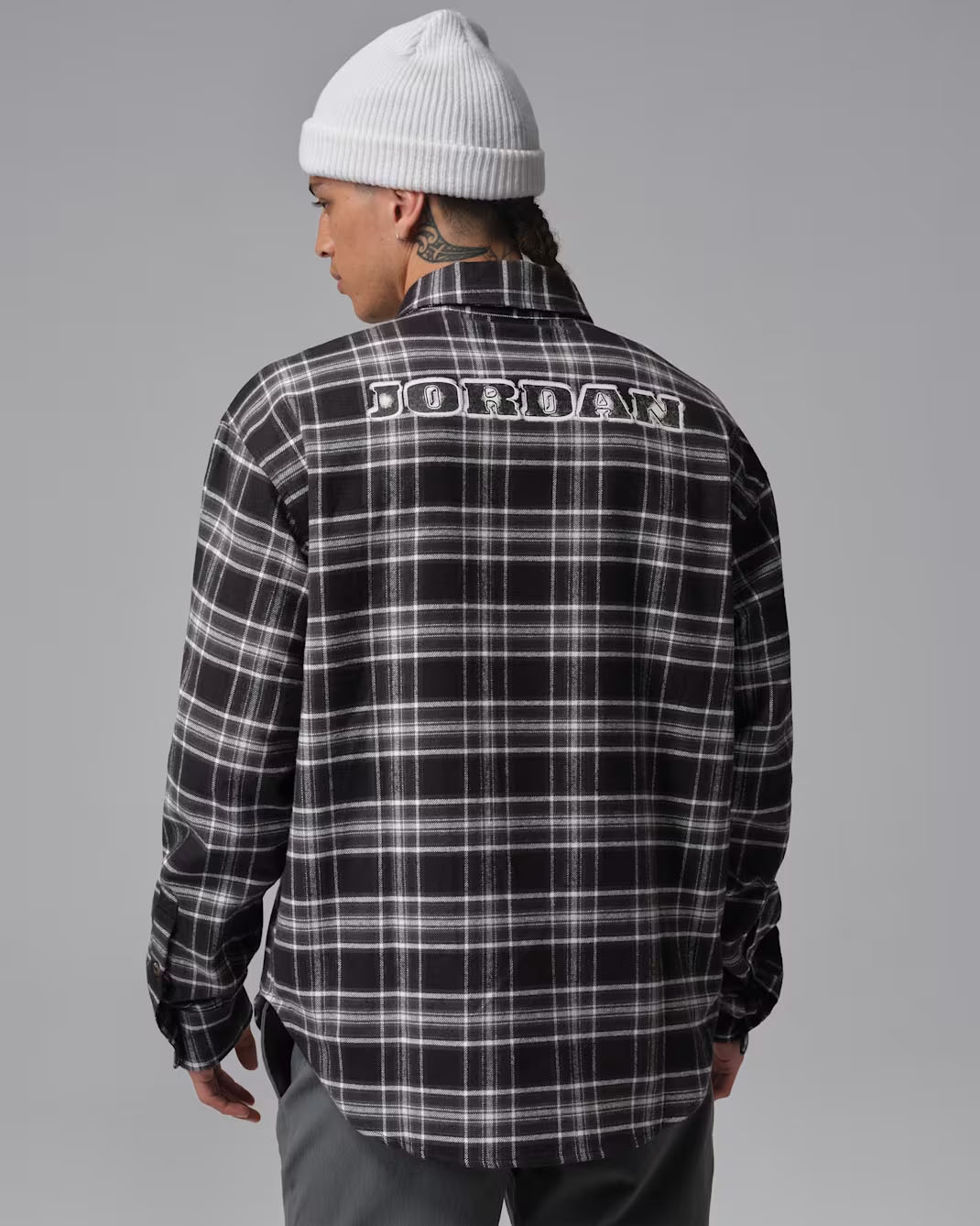 Jordan Brooklyn Mens Flannel Shirt Black Sail 2