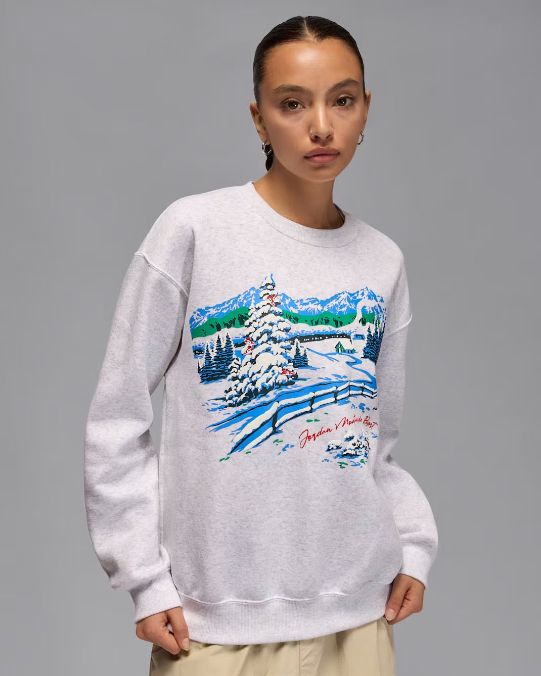 Jordan Brooklyn Mens Holiday 2025 T Shirt Birch Heather 1