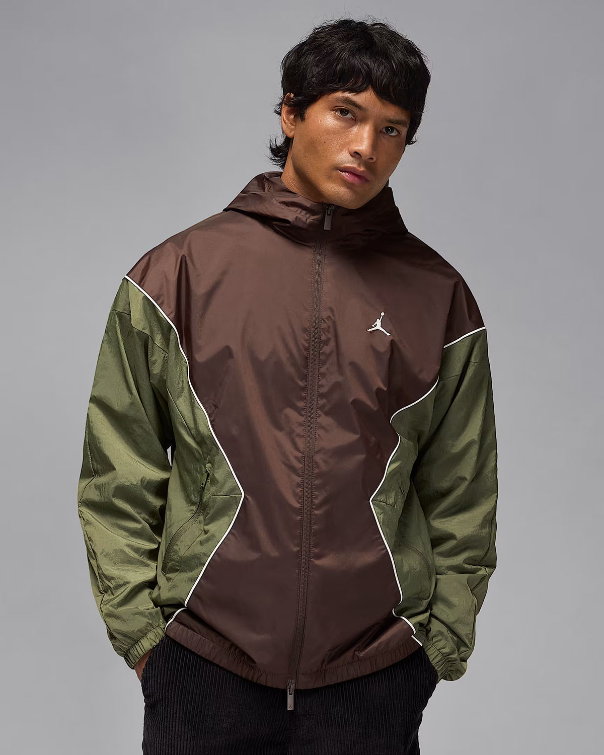 Jordan Brooklyn Mens Hooded Draft Jacket Baroque Brown Medium Olive Sail 1