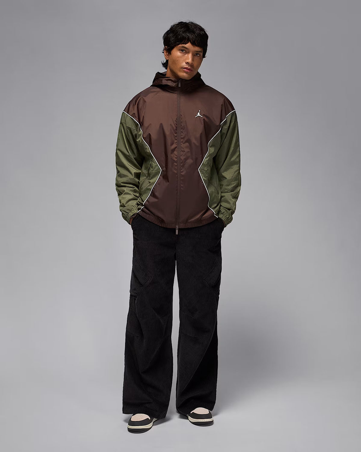 Jordan Brooklyn Mens Hooded Draft Jacket Baroque Brown Medium Olive Sail Outfit