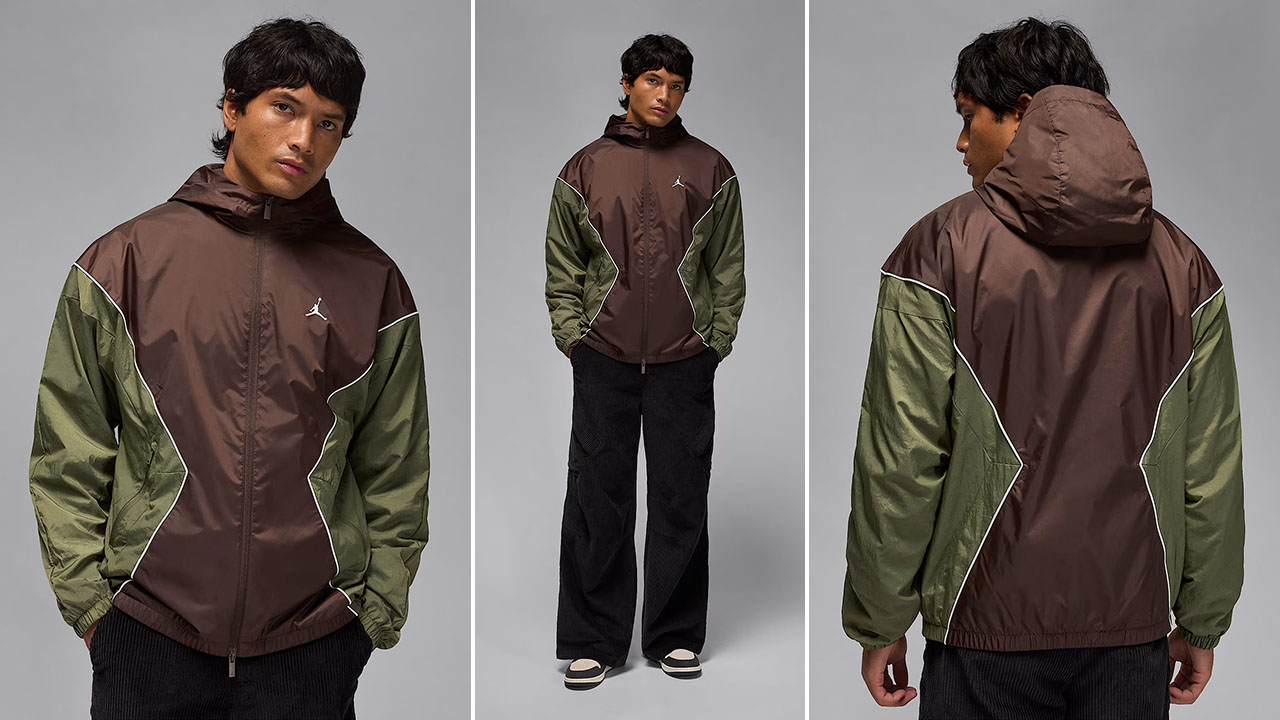 Jordan Brooklyn Mens Hooded Draft Jacket Baroque Brown Medium Olive Sail