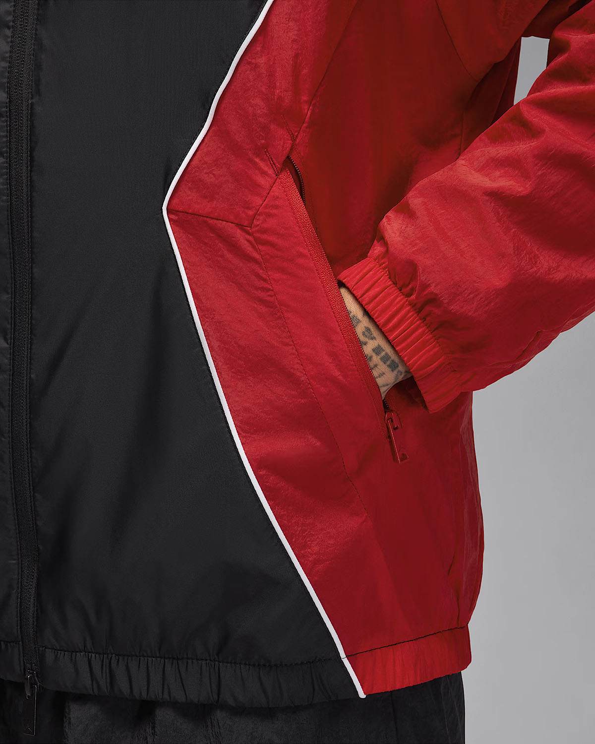 Jordan Brooklyn Mens Hooded Draft Jacket Black Gym Red White 5