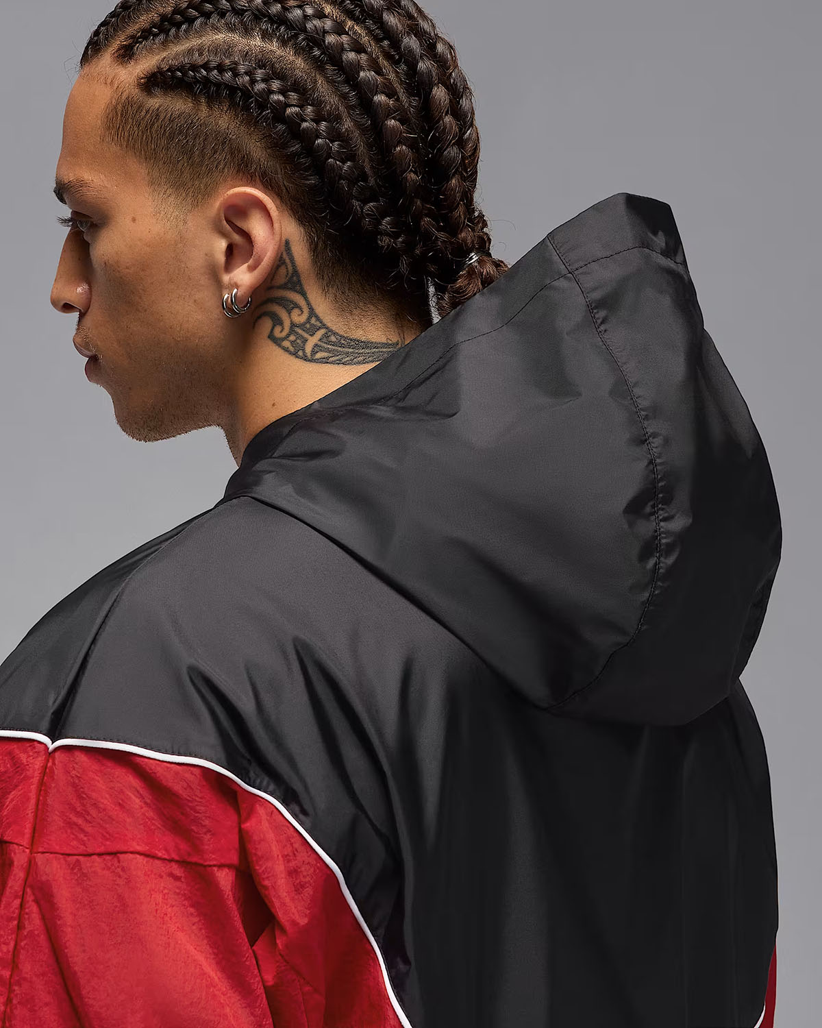 Jordan Brooklyn Mens Hooded Draft Jacket Black Gym Red White 6