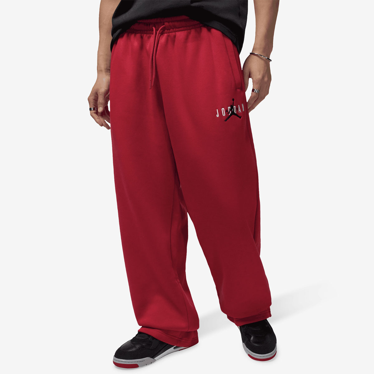 Jordan Brooklyn Mens Oversized Red Fleece Pants