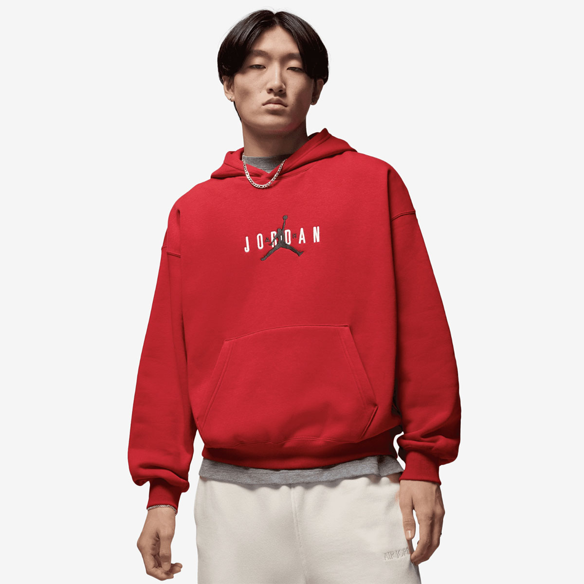 Jordan Brooklyn Mens Oversized Red Hoodie