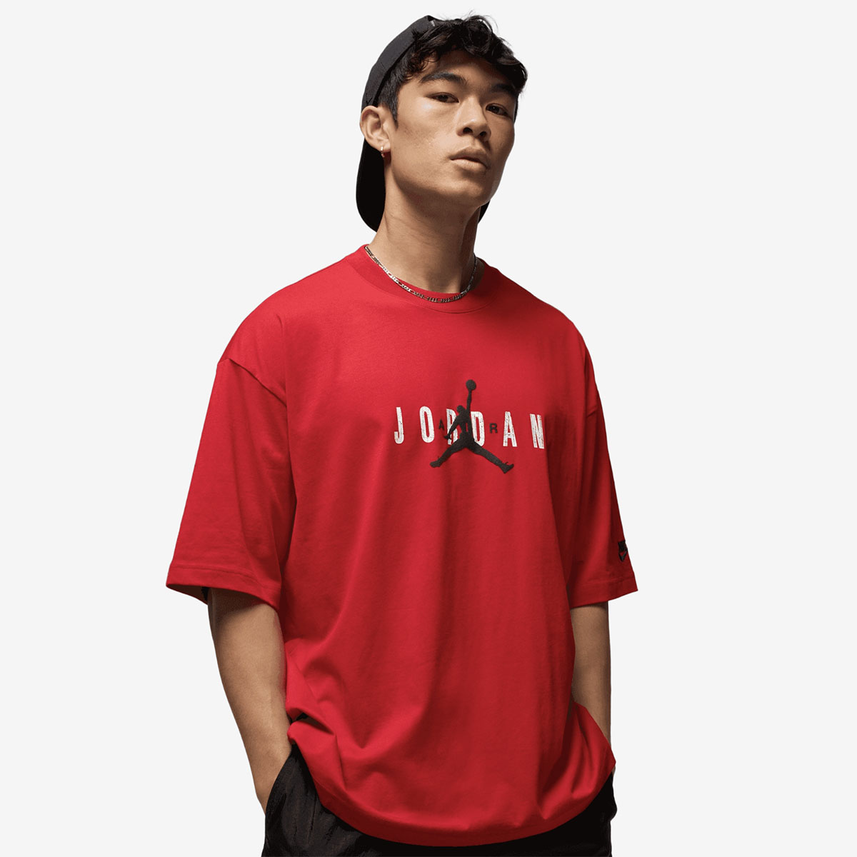 Jordan Brooklyn Mens Oversized Red T Shirt