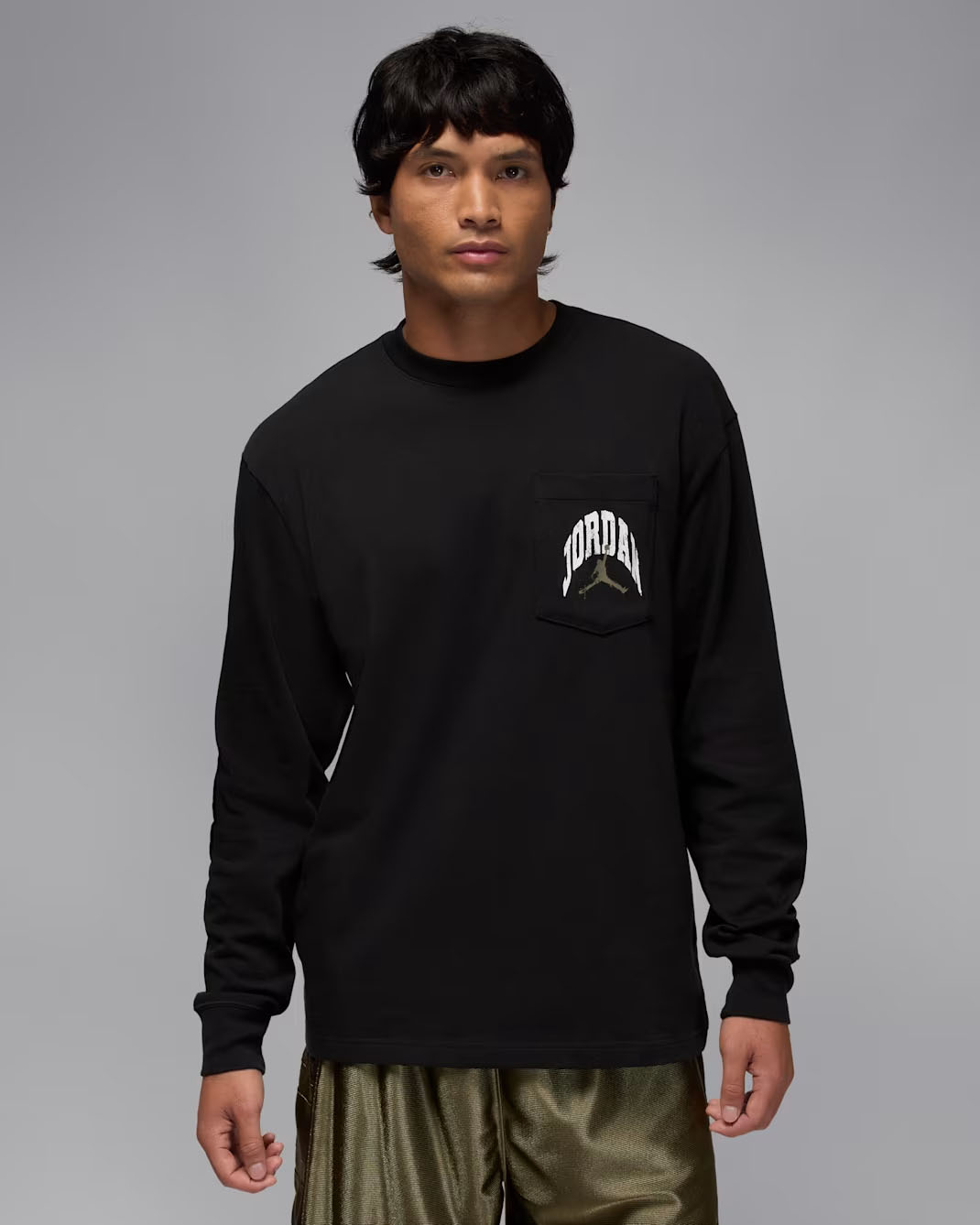 Jordan Brooklyn Mens Realtree Long Sleeve Pocket Crew Neck T Shirt Black Medium Olive 1