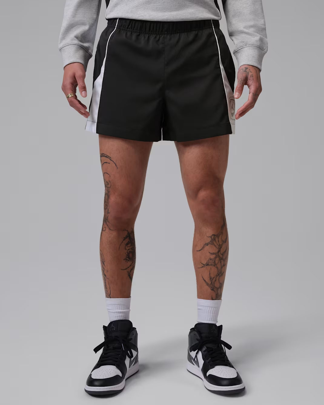 Jordan Brooklyn Men's Shortie Shorts Black White Metallic Silver 1