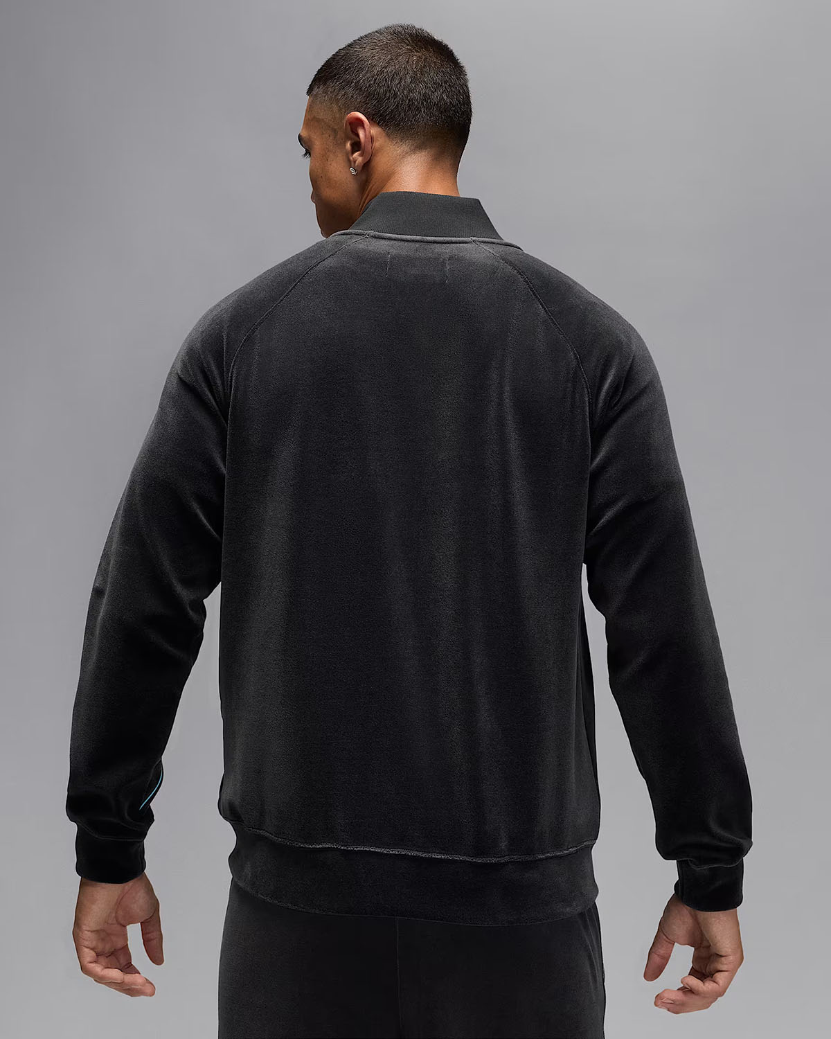 Jordan Brooklyn Mens Velour Track Jacket Black Blue Chill 2