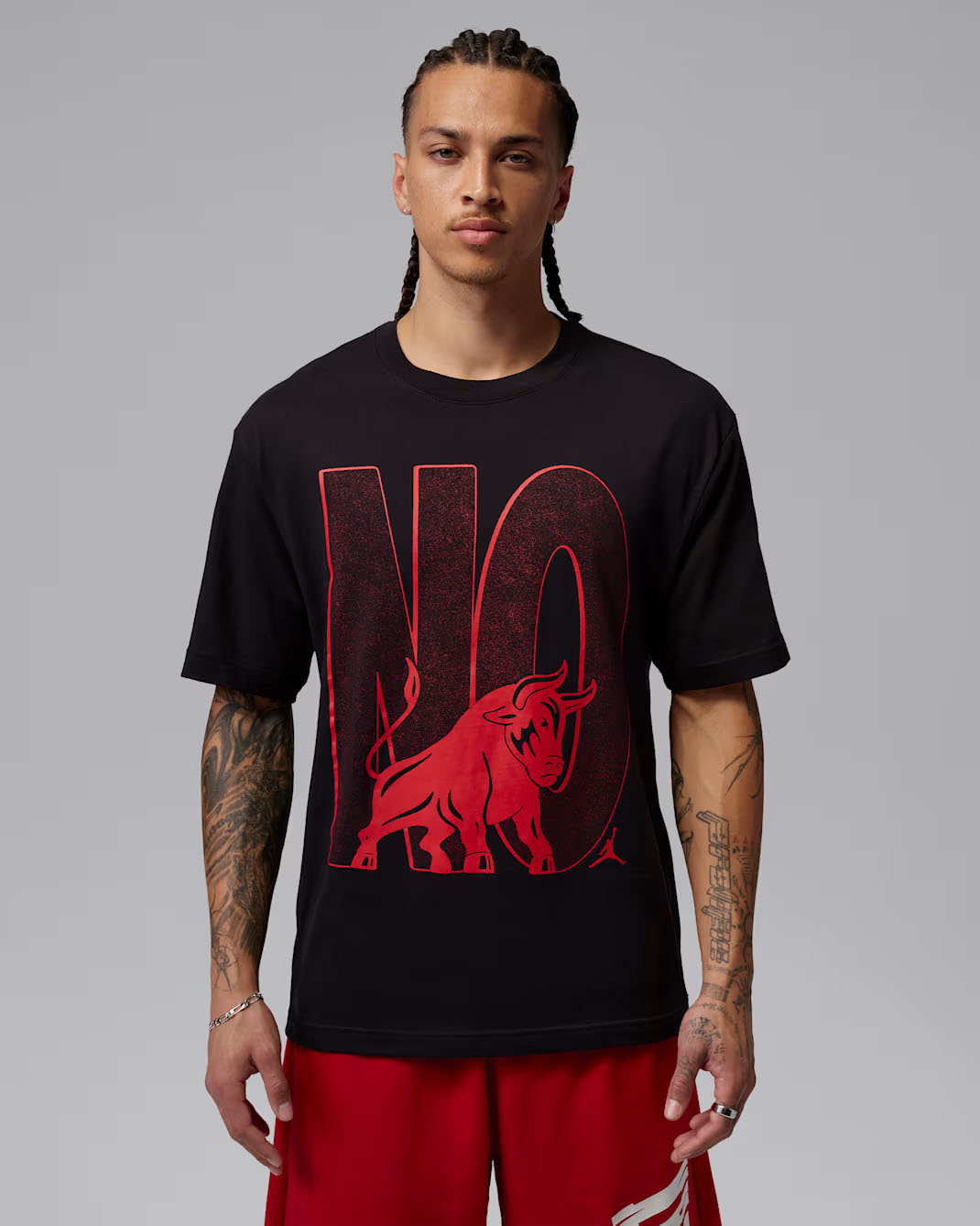 Jordan Brooklyn No Bull Men's T-Shirt Black Fire Red