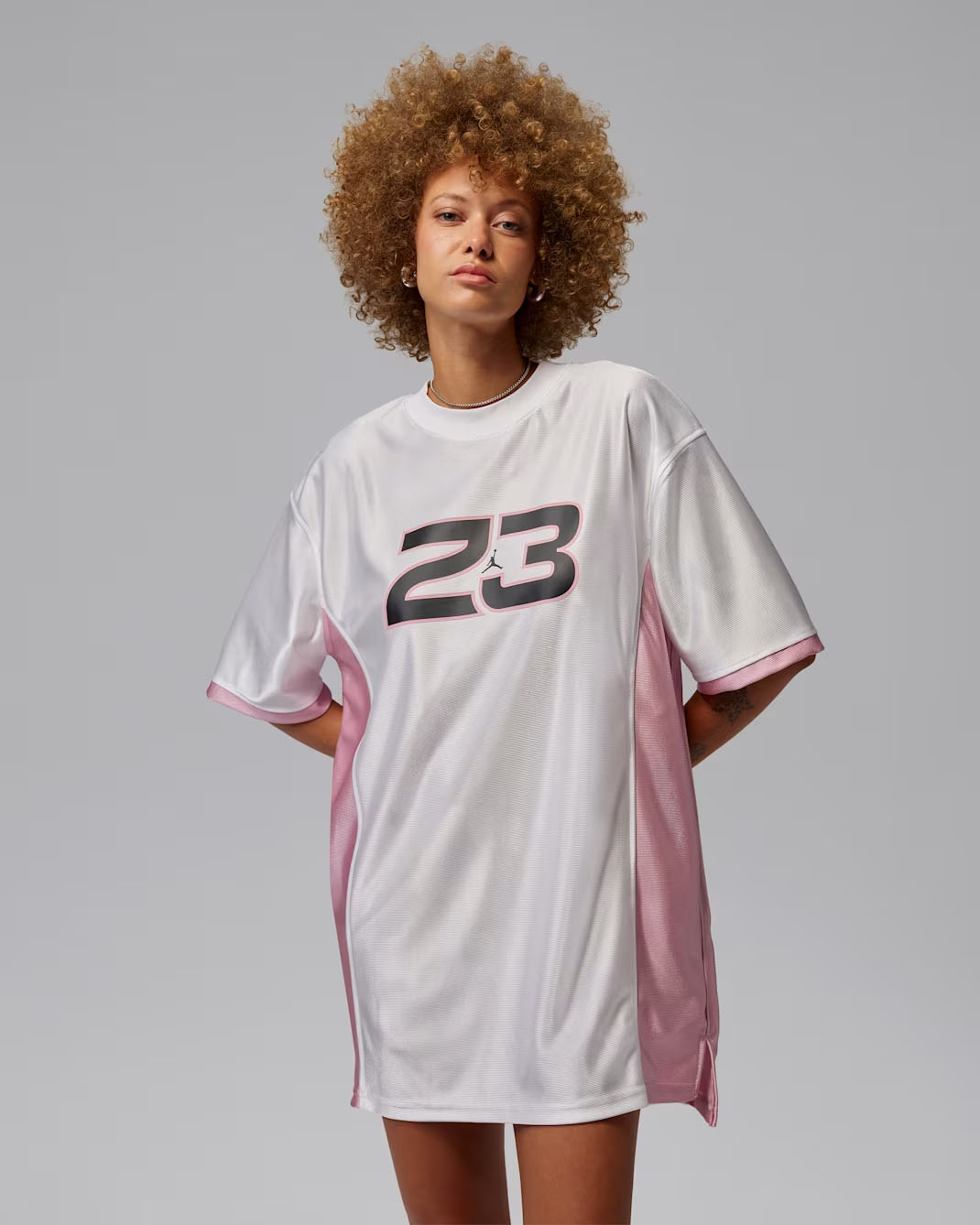 Jordan Brooklyn Women's Jersey Dress White Iced Carmine Black 1