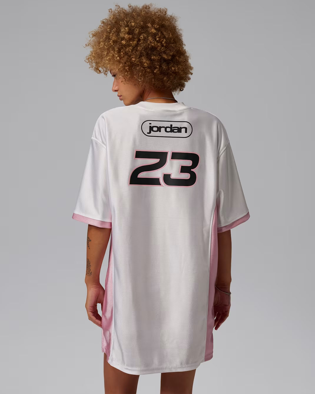 Jordan Brooklyn Women's Jersey Dress White Iced Carmine Black 2