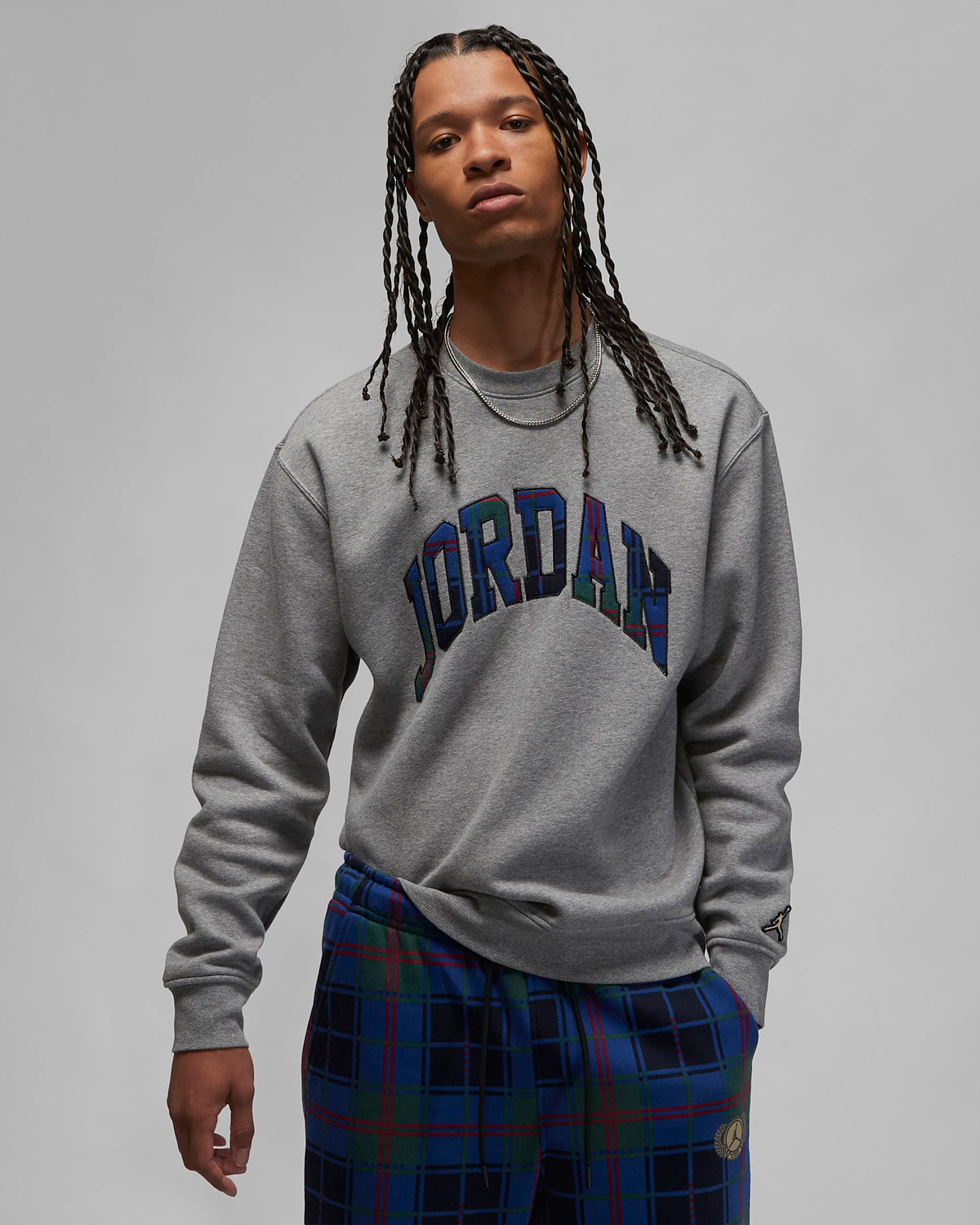 Jordan-Essential-Holiday-Plaid-Crew-Sweatshirt-Grey-Noble-Green-Blue