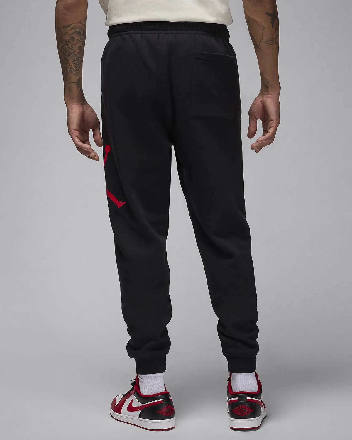 Jordan Essentials Fleece Baseline Pants Black Gym Red 2