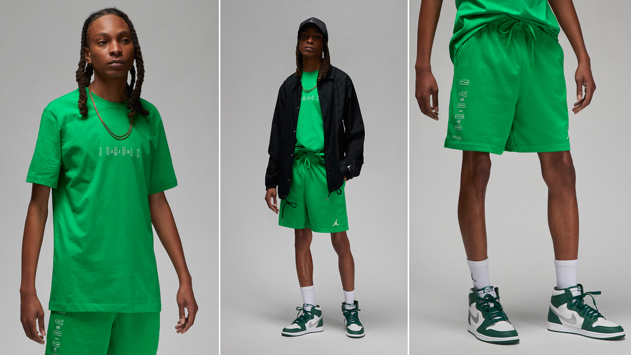Jordan-Essentials-Lucky-Green-Shirt-and-Shorts-Outfit