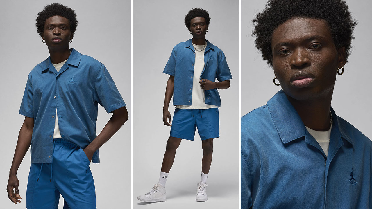 Jordan Essentials Statement Woven Top Industrial Blue