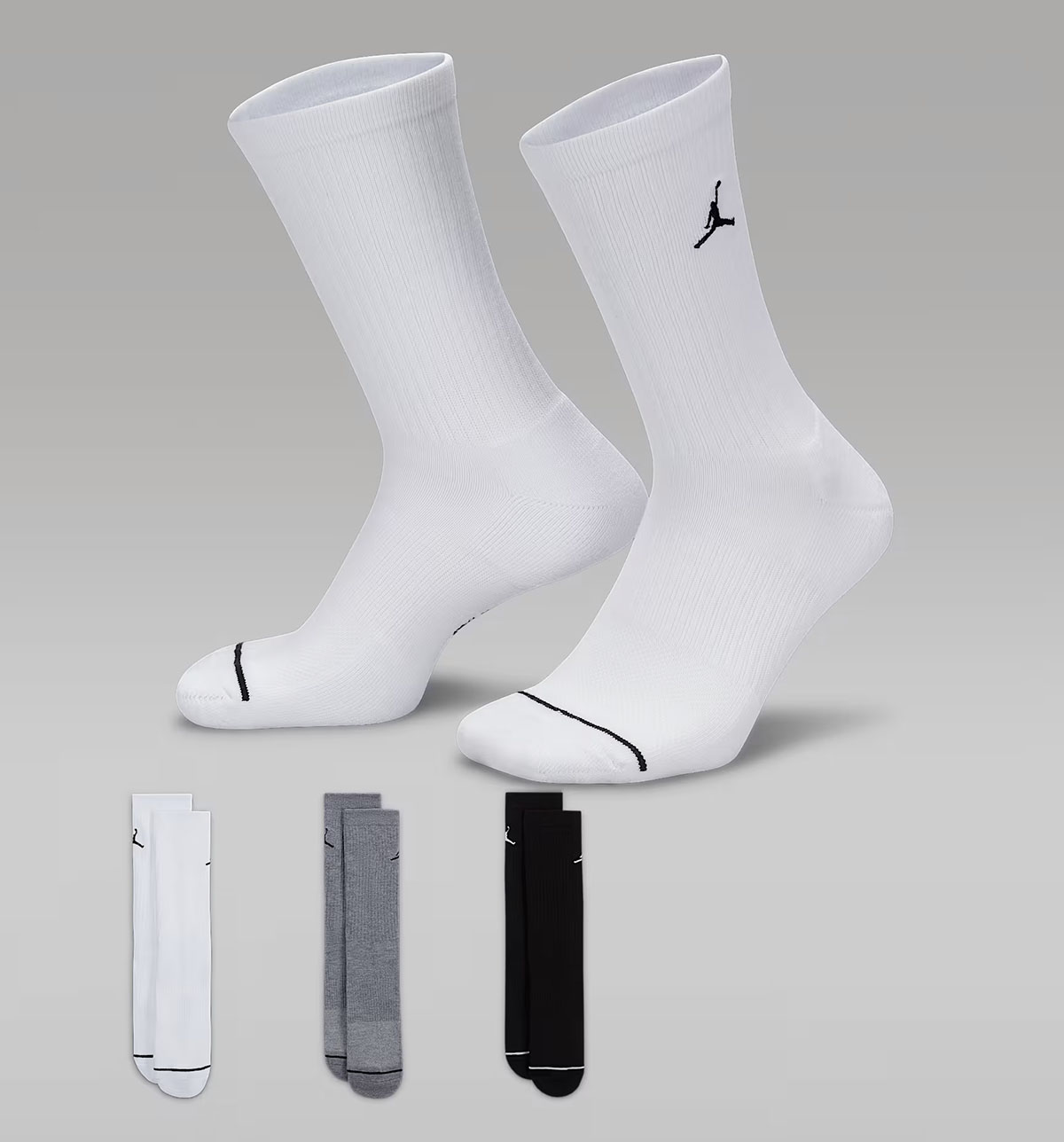 Jordan Everyday Crew Socks White Black Grey
