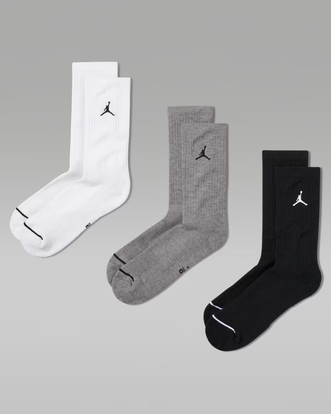 Jordan Everyday Crew Socks White Grey Black 3 Pairs 1