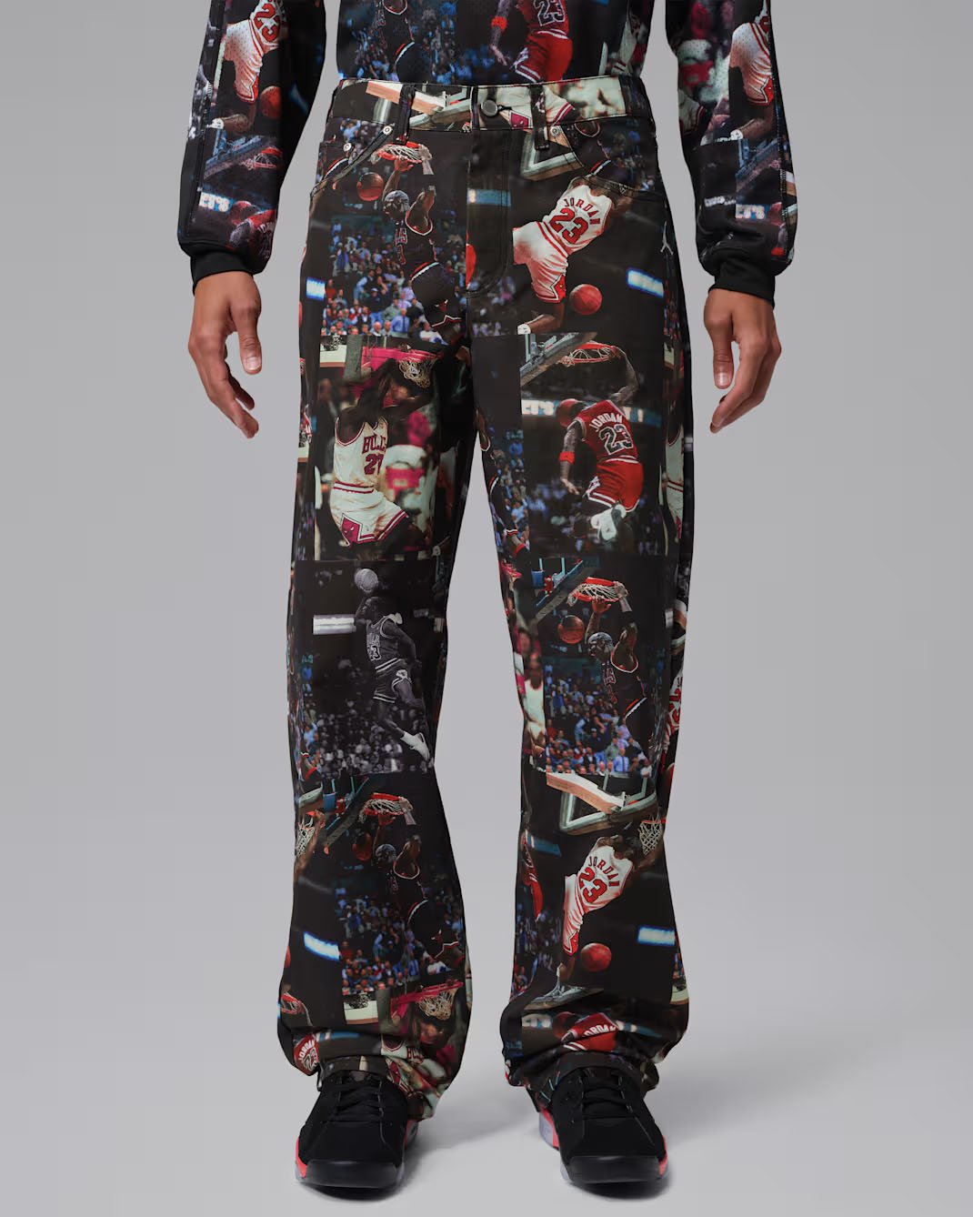 Jordan Flight All Over Print Mens Woven Pants Black 1
