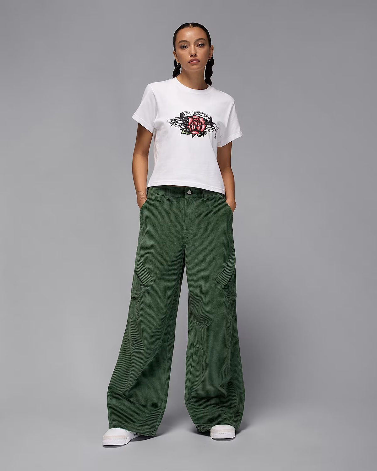 Jordan Flight Chicago Womens Corduroy Pants Fir Green Outfit