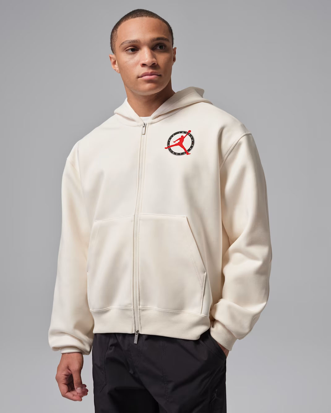 Jordan Flight Club Fleece Mens Full Zip Hoodie Pale Ivory 1