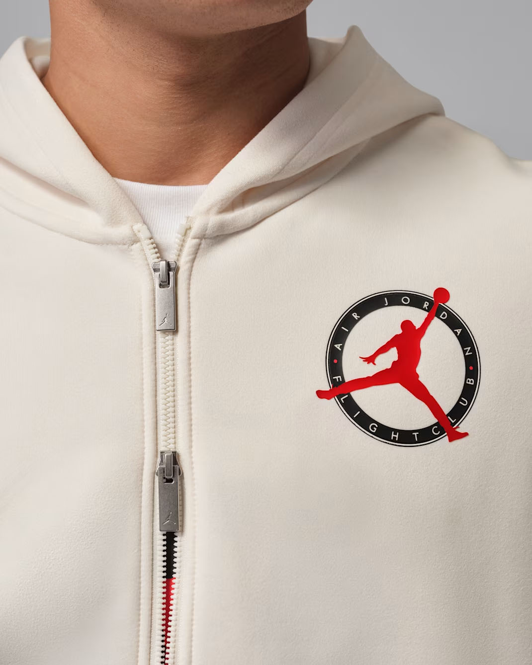 Jordan Flight Club Fleece Mens Full Zip Hoodie Pale Ivory 3