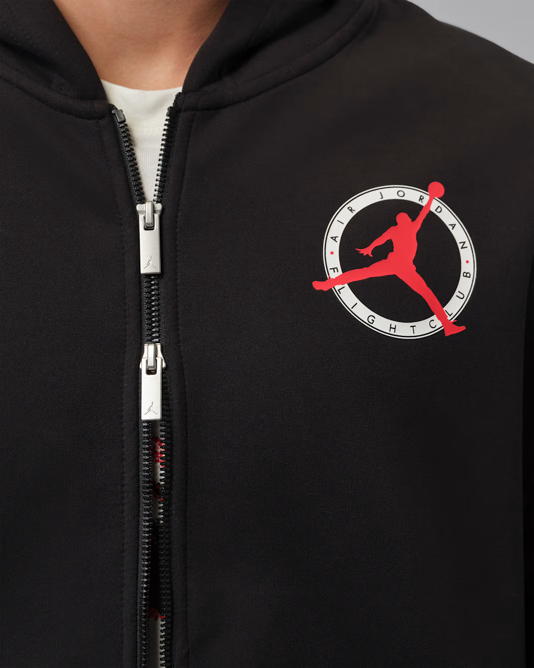 Jordan Flight Club Full Zip Knit Hoodie Sweatshirt Black Red 3