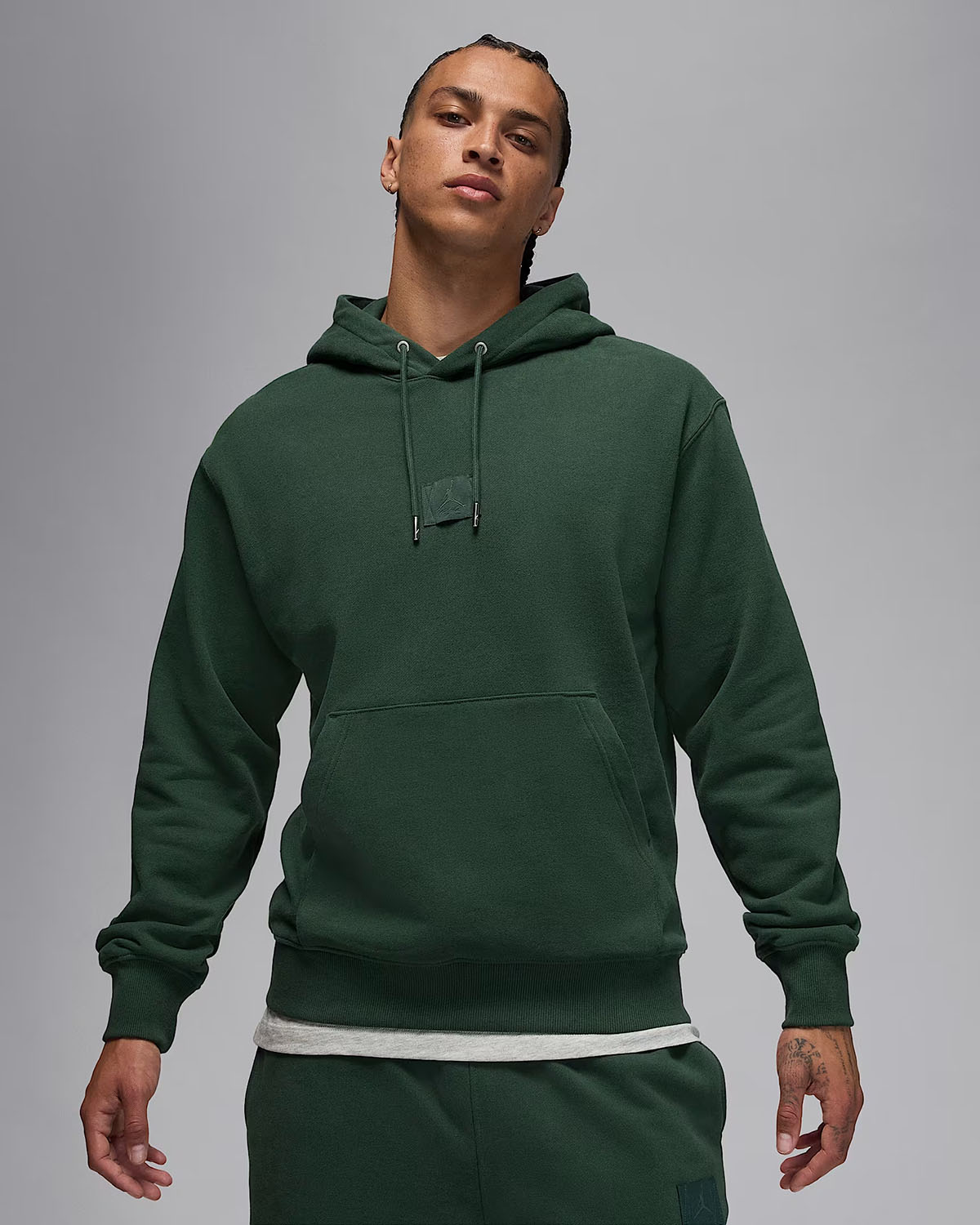 Jordan Flight Fleece Mens Pullover Hoodie Midnight Green Vintage Green 1