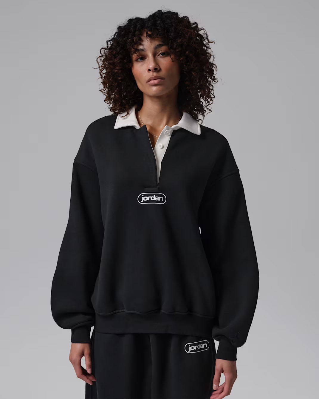 Jordan Flight Fleece Women's Rugby Top Black Sail