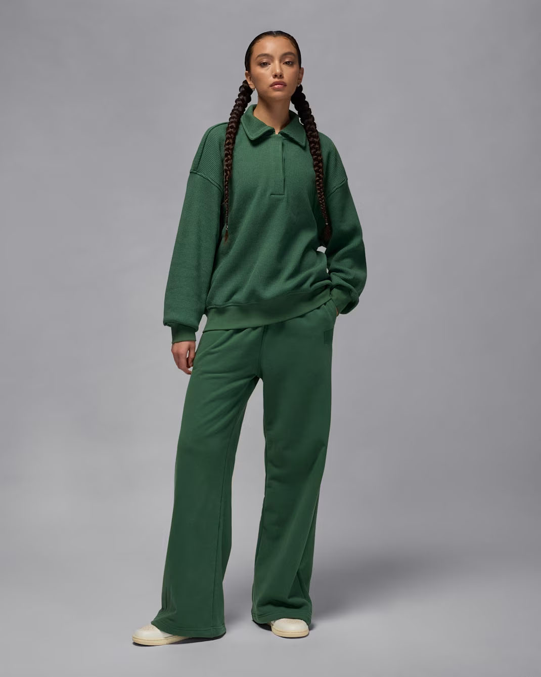 Jordan Flight Long Sleeve Waffle Top Fir Green Outfit