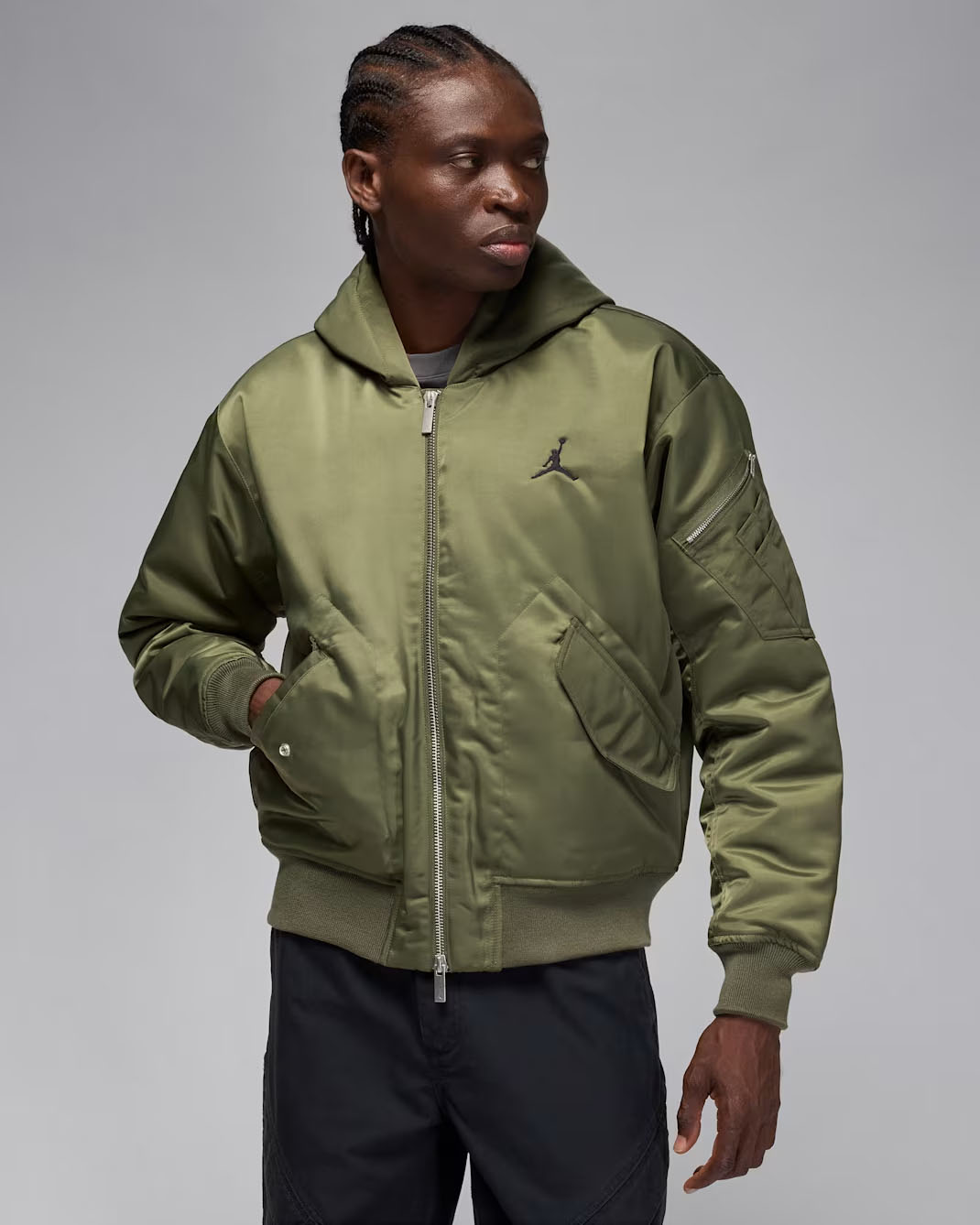 Jordan Flight Mens Hooded Renegade Jacket Medium Olive