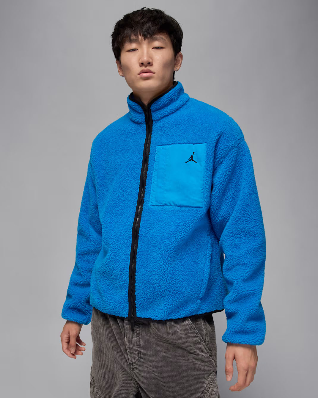Jordan Flight Mens Mountainside Faux Fur Jacket Photo Blue Black