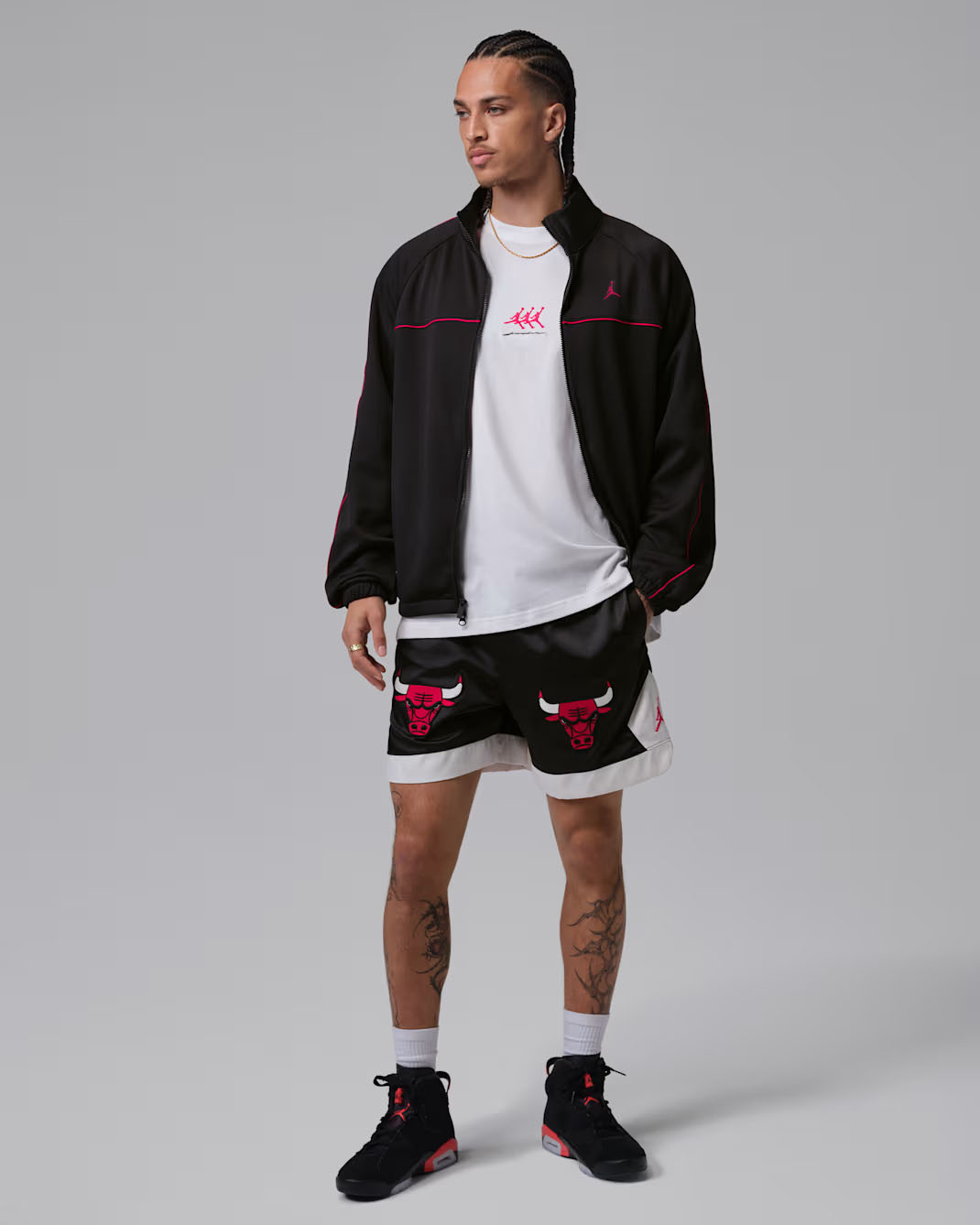 Jordan Flight Men's Muay Thai Shorts Black White Red Outfit