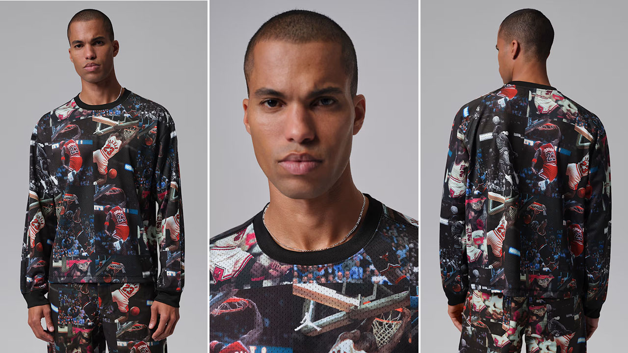 Jordan Flight Mens Printed Long Sleeve Jersey