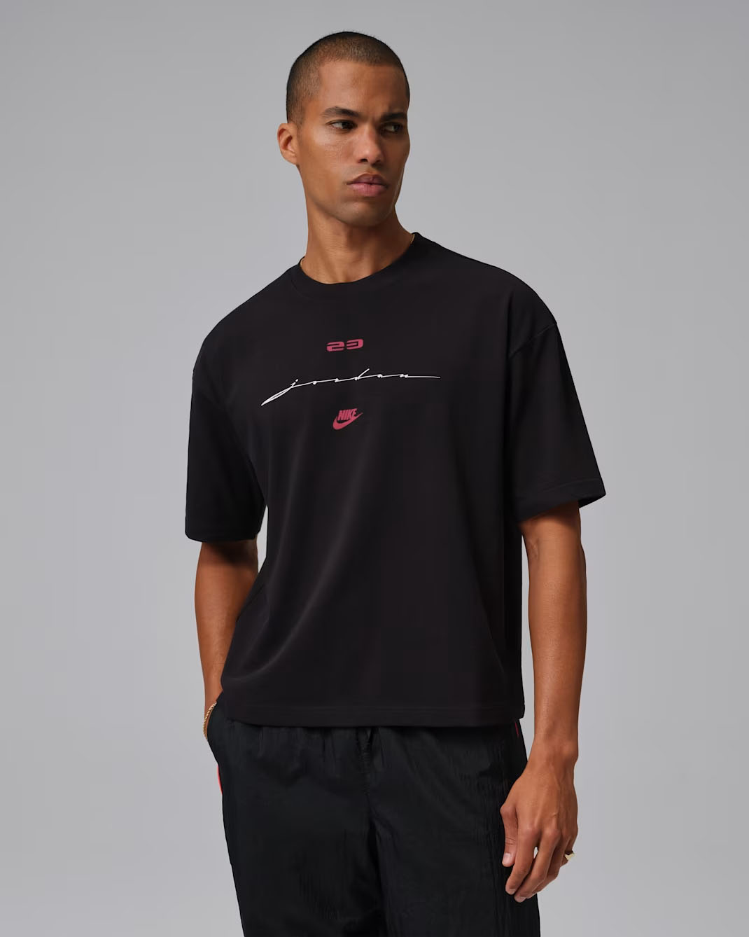 Jordan Flight Mens Script T Shirt Black Red 1