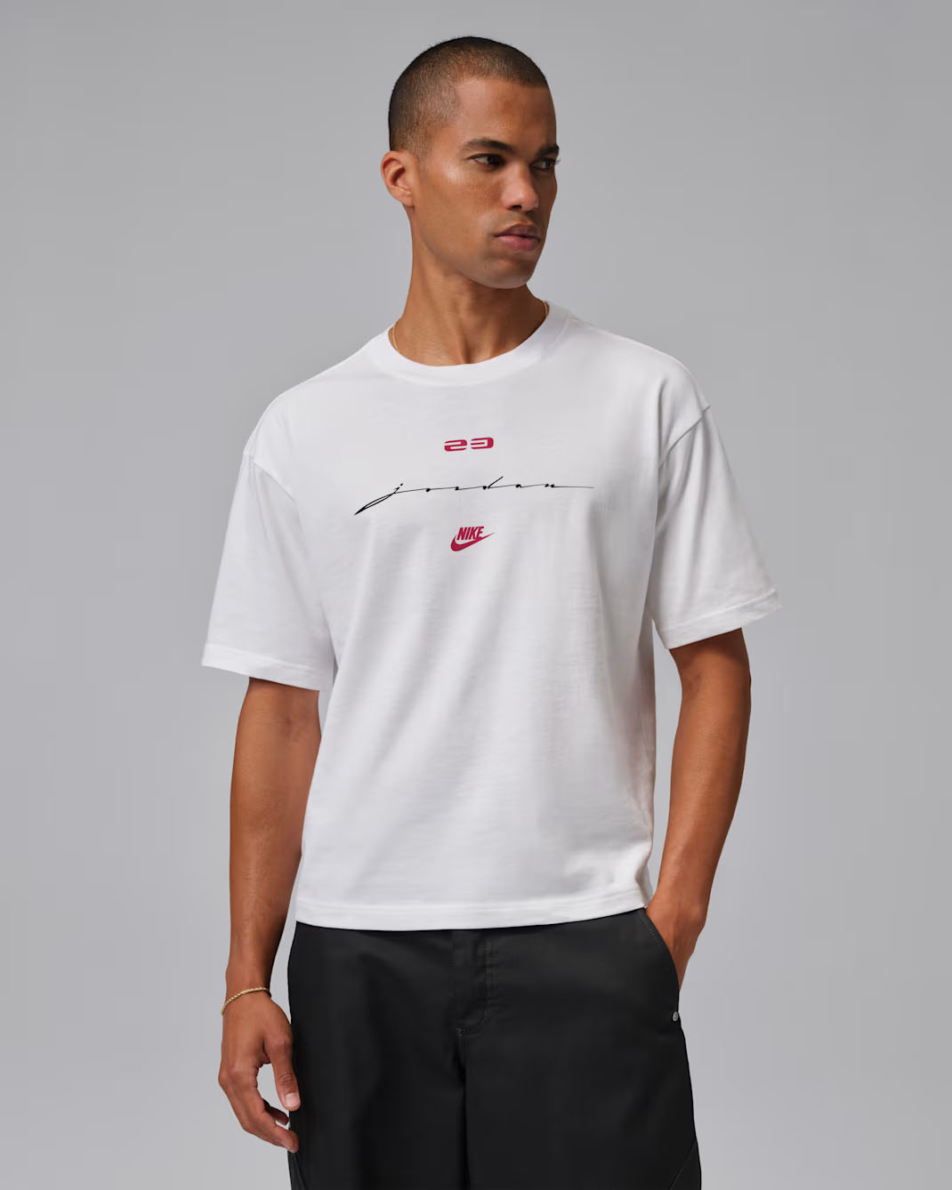 Jordan Flight Mens Script T Shirt White Red 1