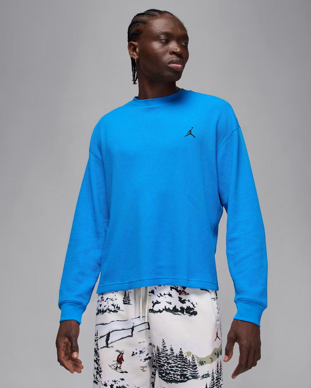 Jordan Flight Mountainside Mens Long Sleeve Waffle Shirt Light Photo Blue 1