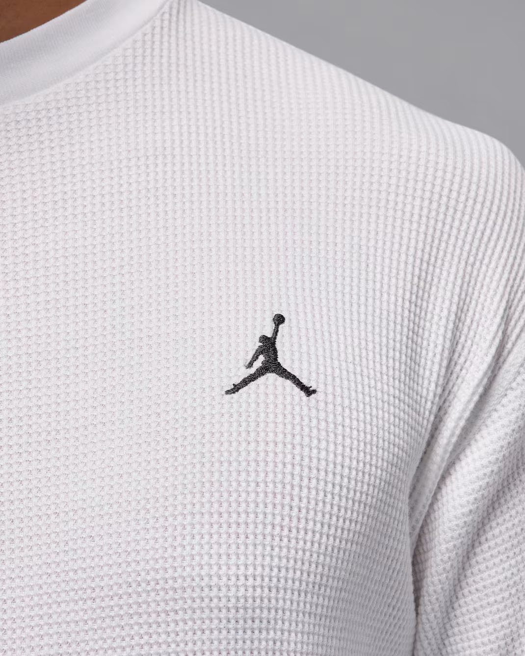 Jordan Flight Mountainside Mens Long Sleeve Waffle Shirt White Black 2