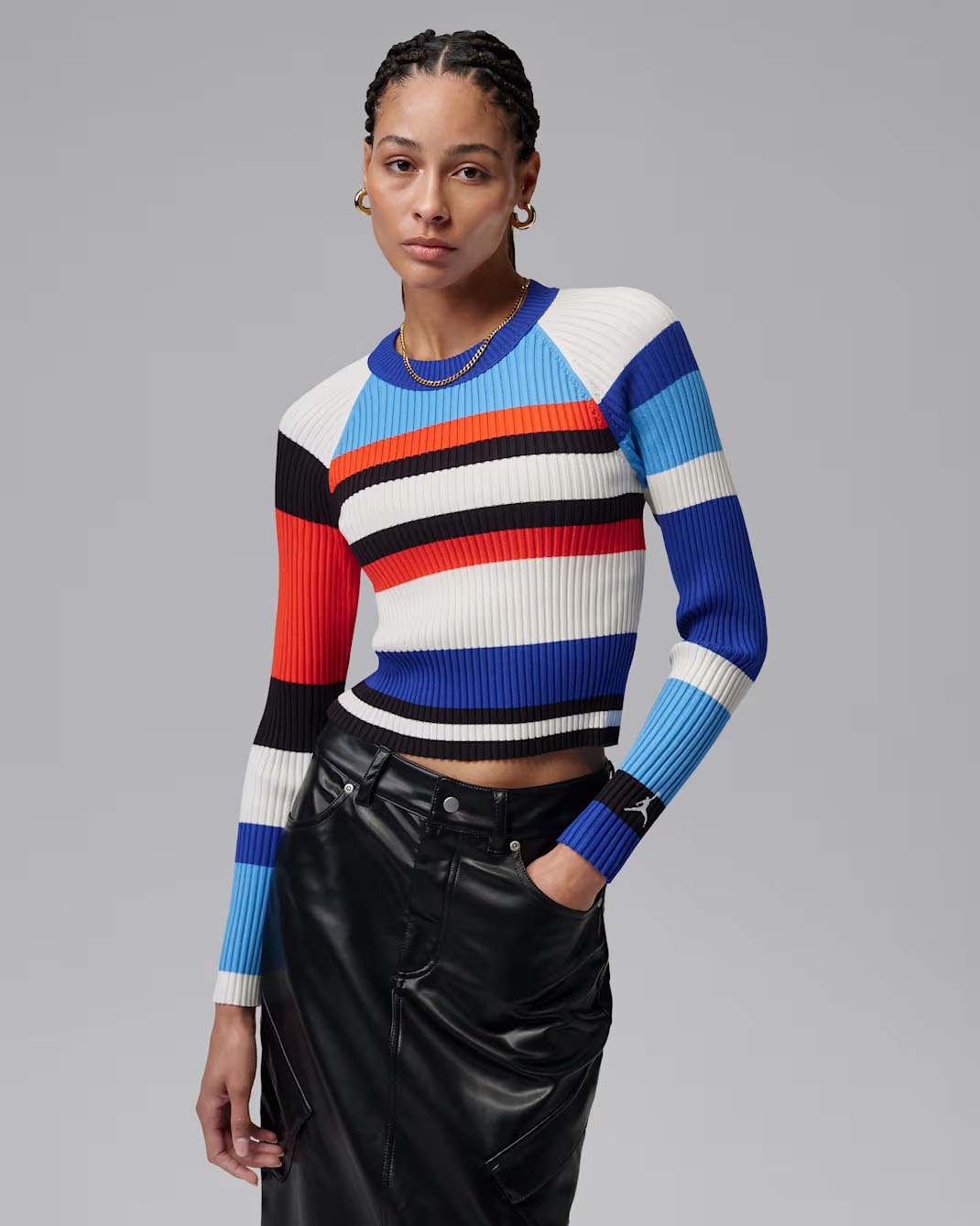 Jordan Flight Women's Long-Sleeve Striped Sweater University Blue Sail 1