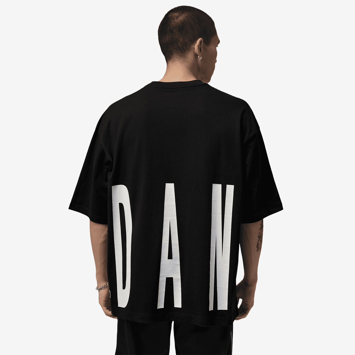 Jordan Oversized Torso Stretch T Shirt Black White Grey 2