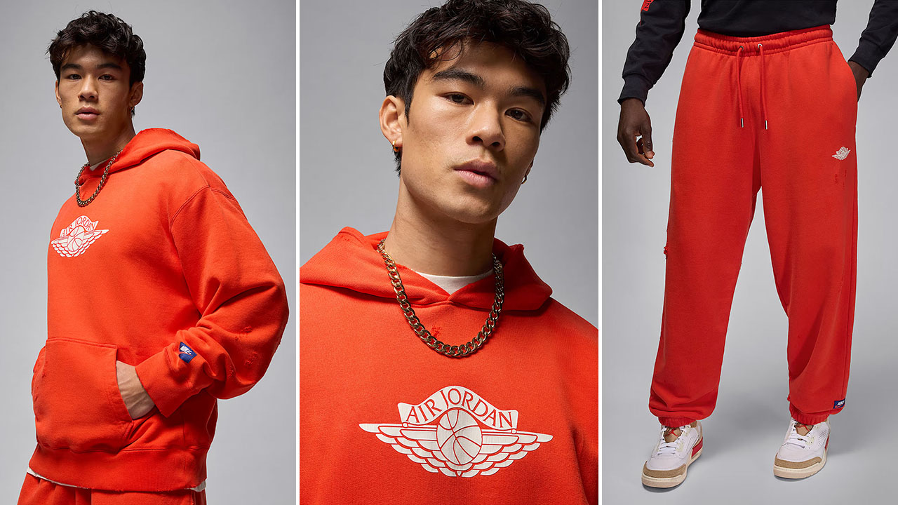 Jordan Rare Air Chili Red Mens Fleece Hoodie and Pants