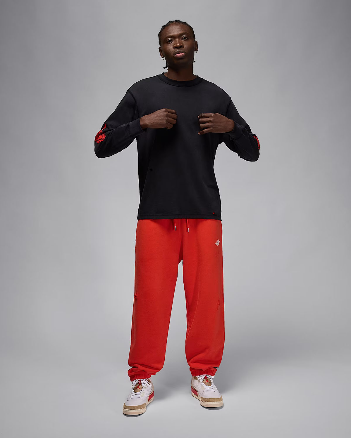 Jordan Rare Air Mens Fleece Pants Chili Red Outfit