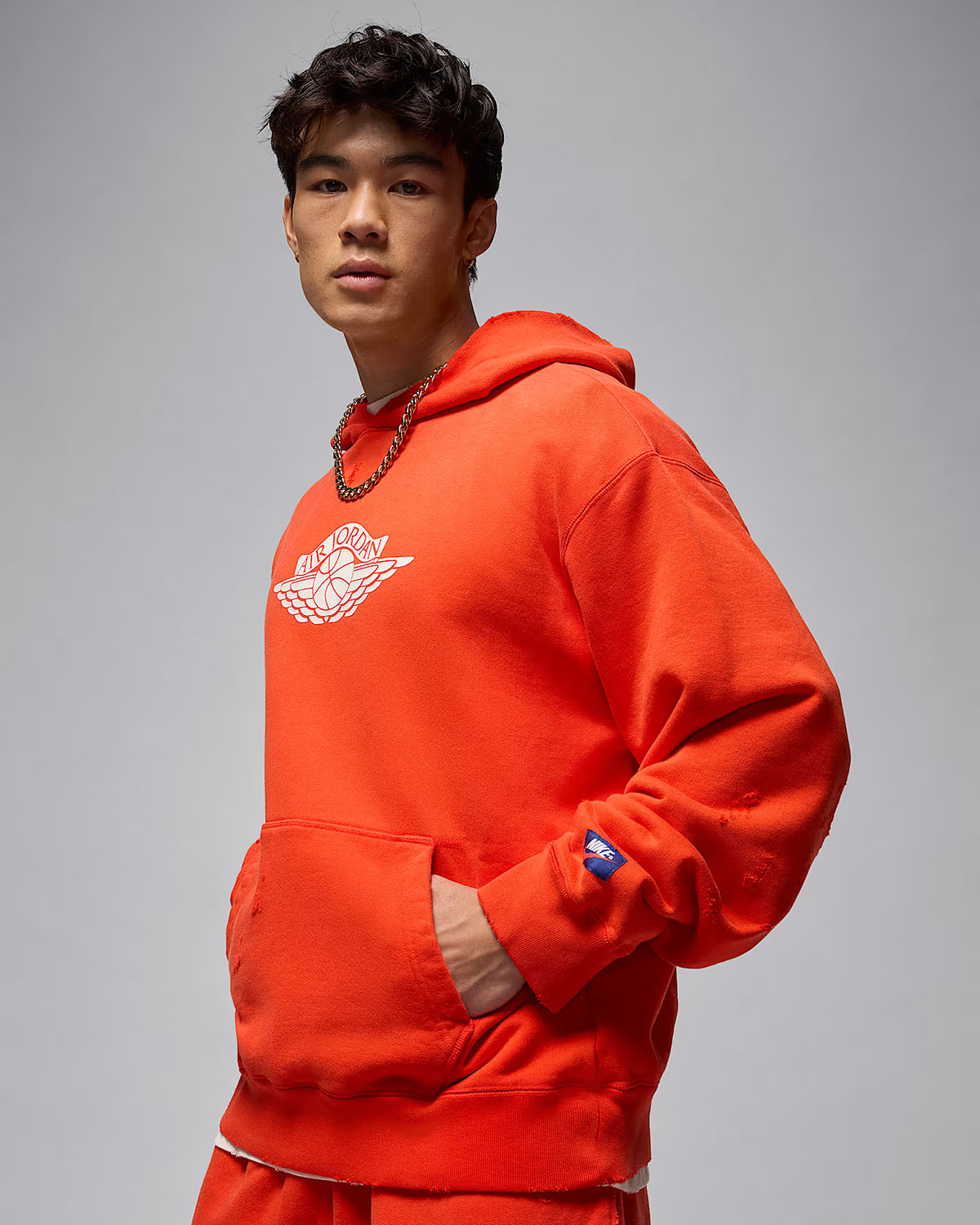Jordan Rare Air Mens Fleece Pullover Hoodie Chili Red 1