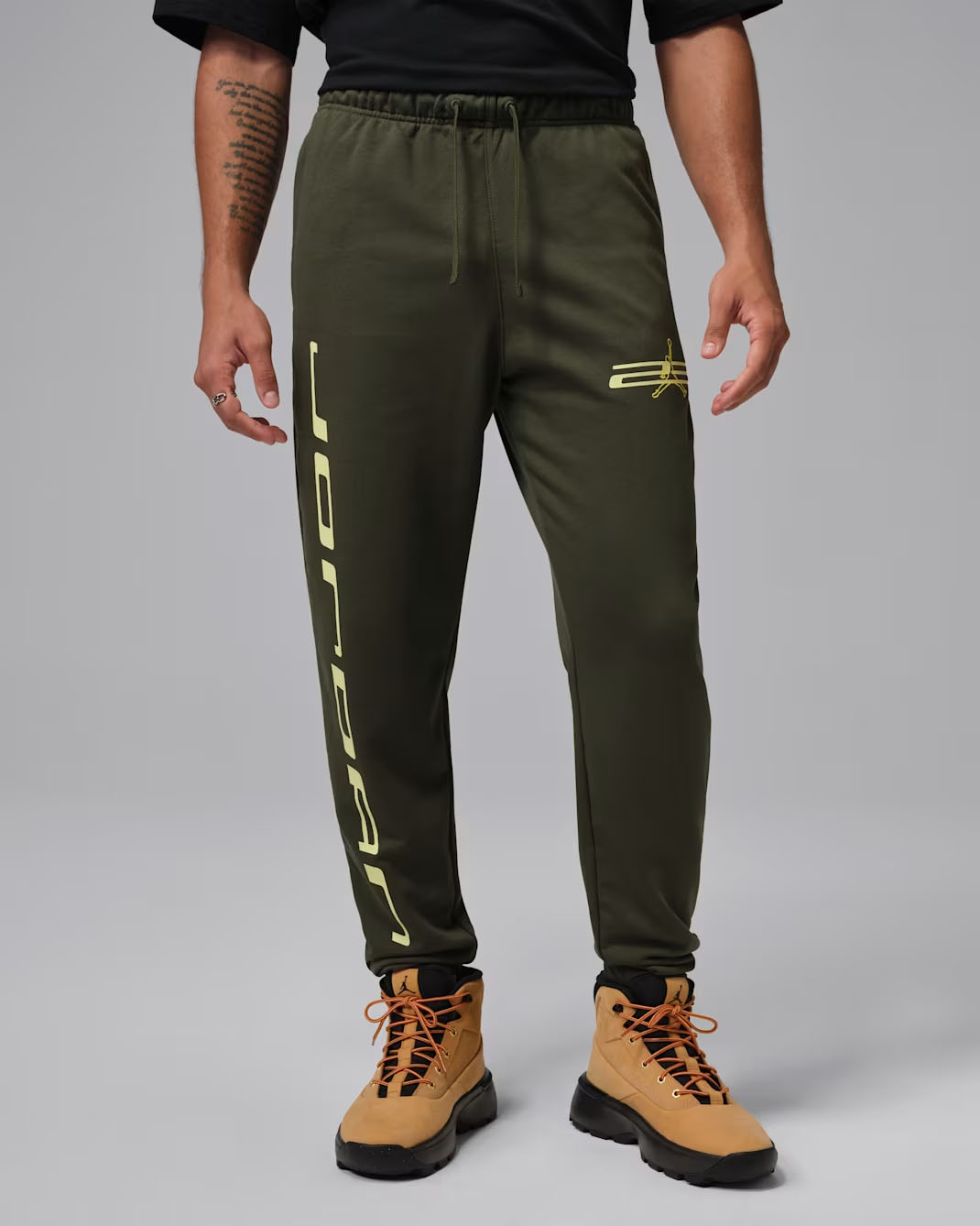 Jordan Sport Crossover Mens Dri FIT Fleece Pants Cargo Khaki Luminous Green 1