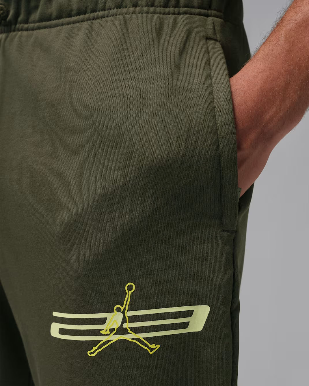 Jordan Sport Crossover Mens Dri FIT Fleece Pants Cargo Khaki Luminous Green 2