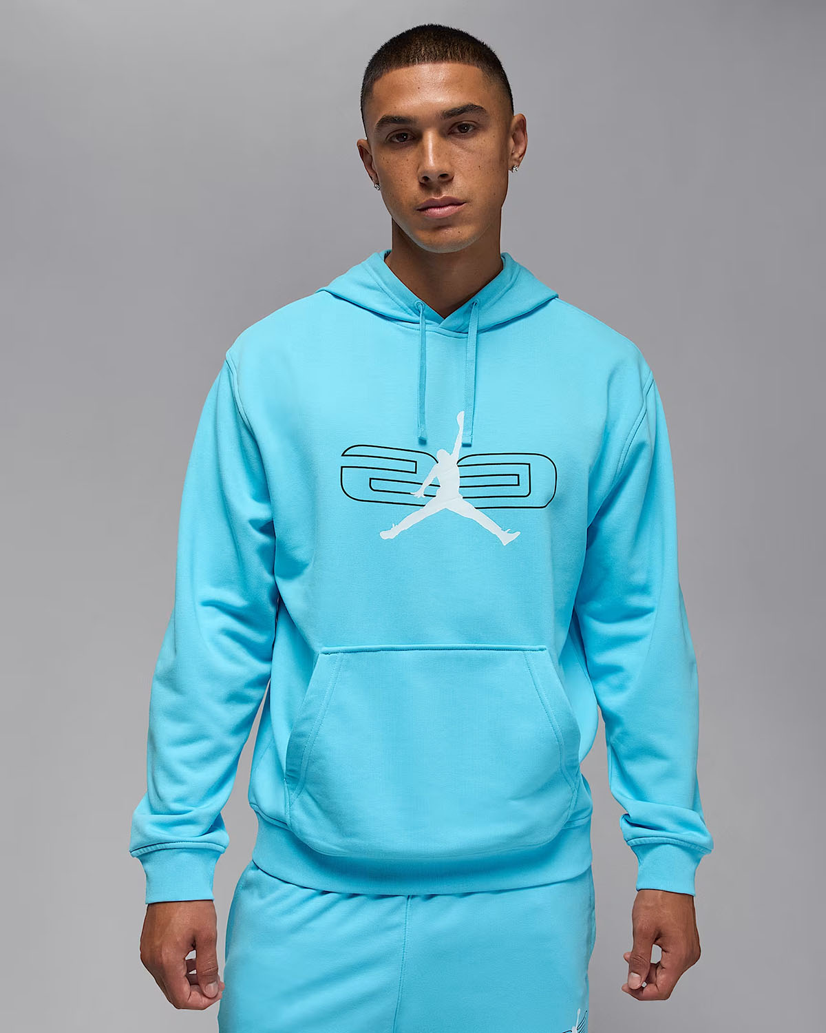Jordan Sport Crossover Mens Fleece Pullover Hoodie Blue Chill Black White