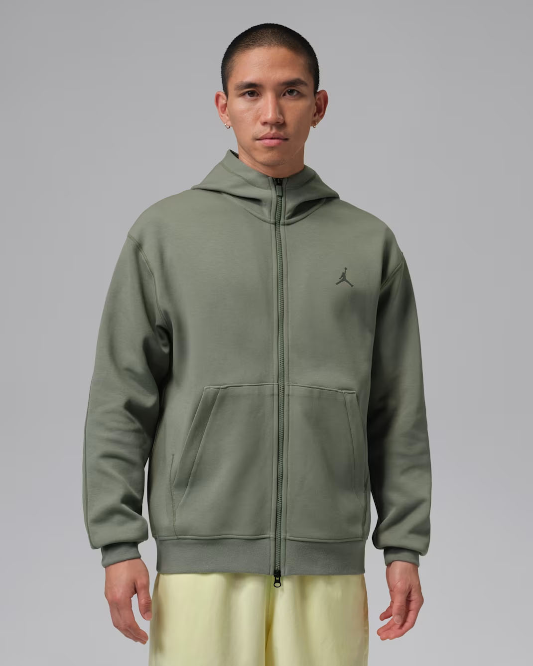 Jordan Sport Hoop Fleece Mens Dri FIT Full Zip Hoodie Vintage Lichen