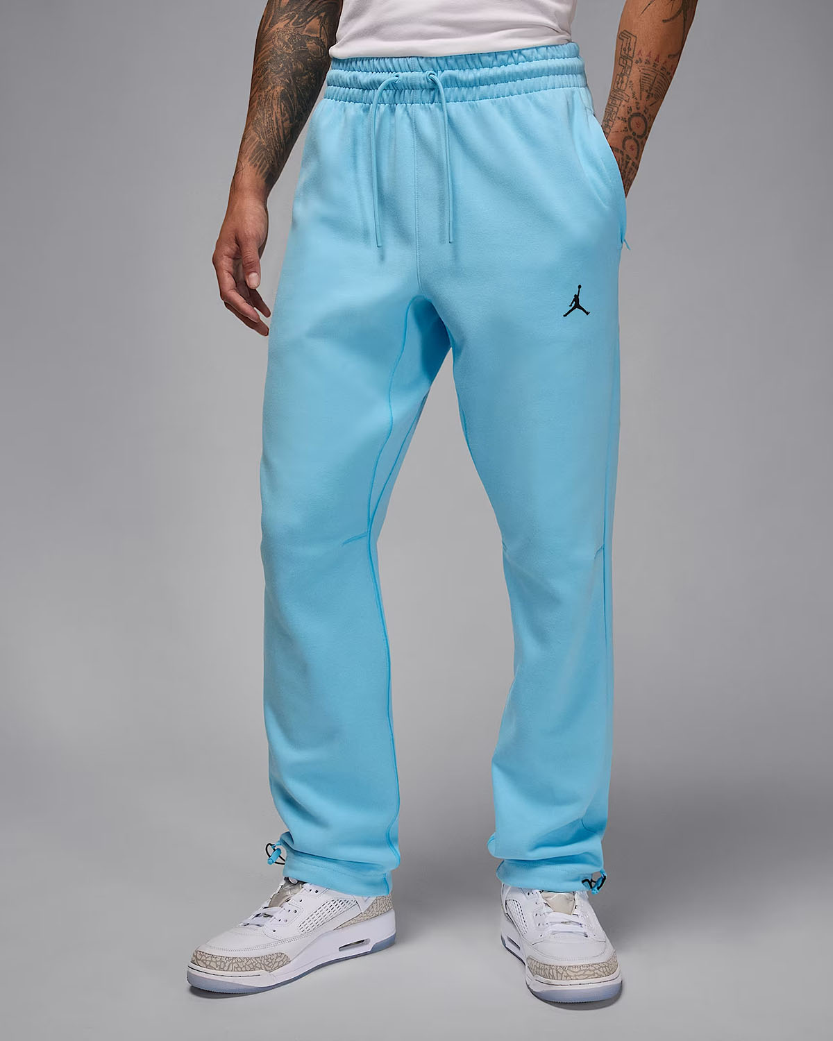 Jordan Sport Hoop Fleece Mens Dri Fit Pants Blue Chill Black